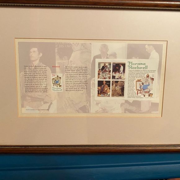 Vintage Norman Rockwell framed artwork 5 stamps collection 1994 - Picture 9 of 12